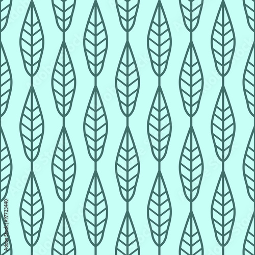 Willow leaves seamless vector pattern. Vintage style and colors (blue). Wrapping paper design.