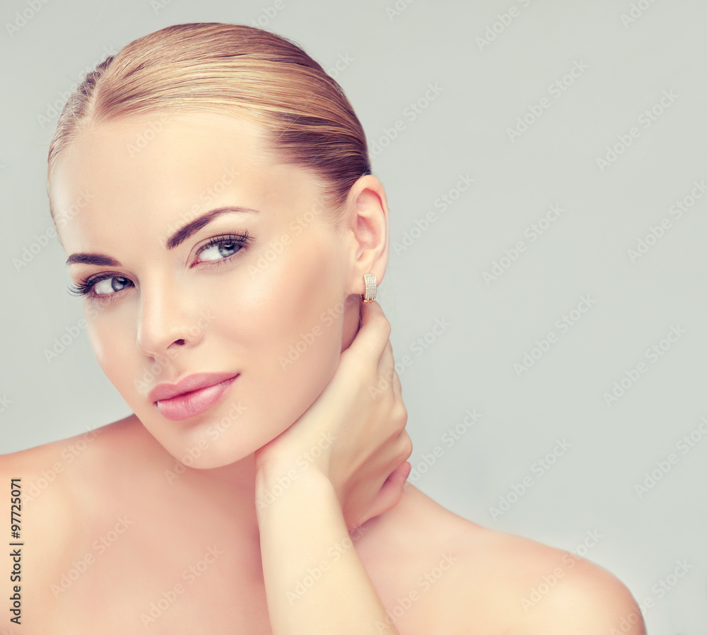 Beautiful Young Woman with Clean Fresh Skin close up . Skin care face . Cosmetology Beautiful Young Woman with Clean Fresh Skin close up . Skin care face . Cosmetology