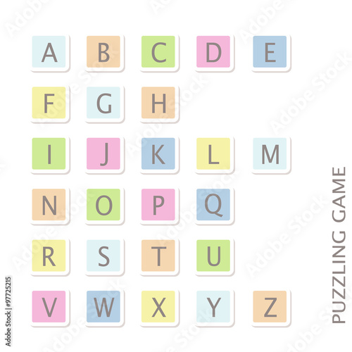 Blue pink green yellow uppercase font