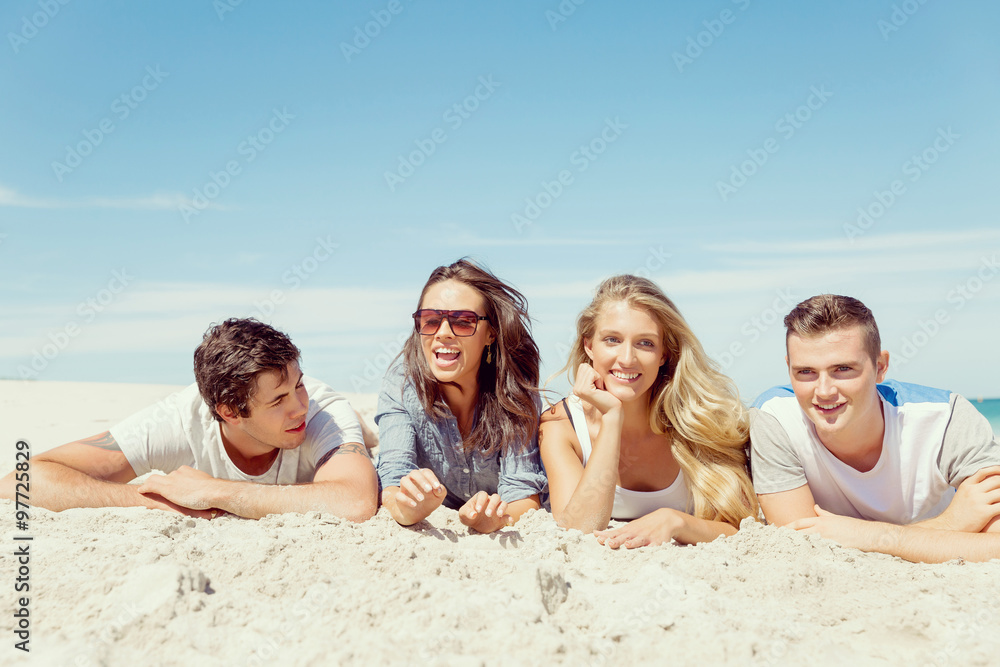 Company of young people on the beach Company of young people on the beach