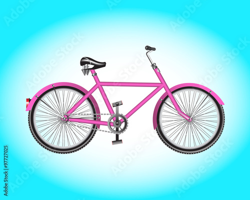 Pink Bicycle on blue background