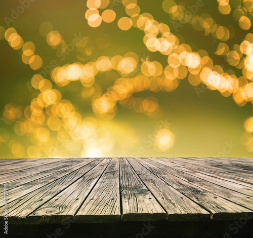 perspective textured of  top old wood table with beautiful blur photo