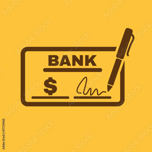 The check icon. Checkbook and cheque, pay, payment, paying symbol. Flat