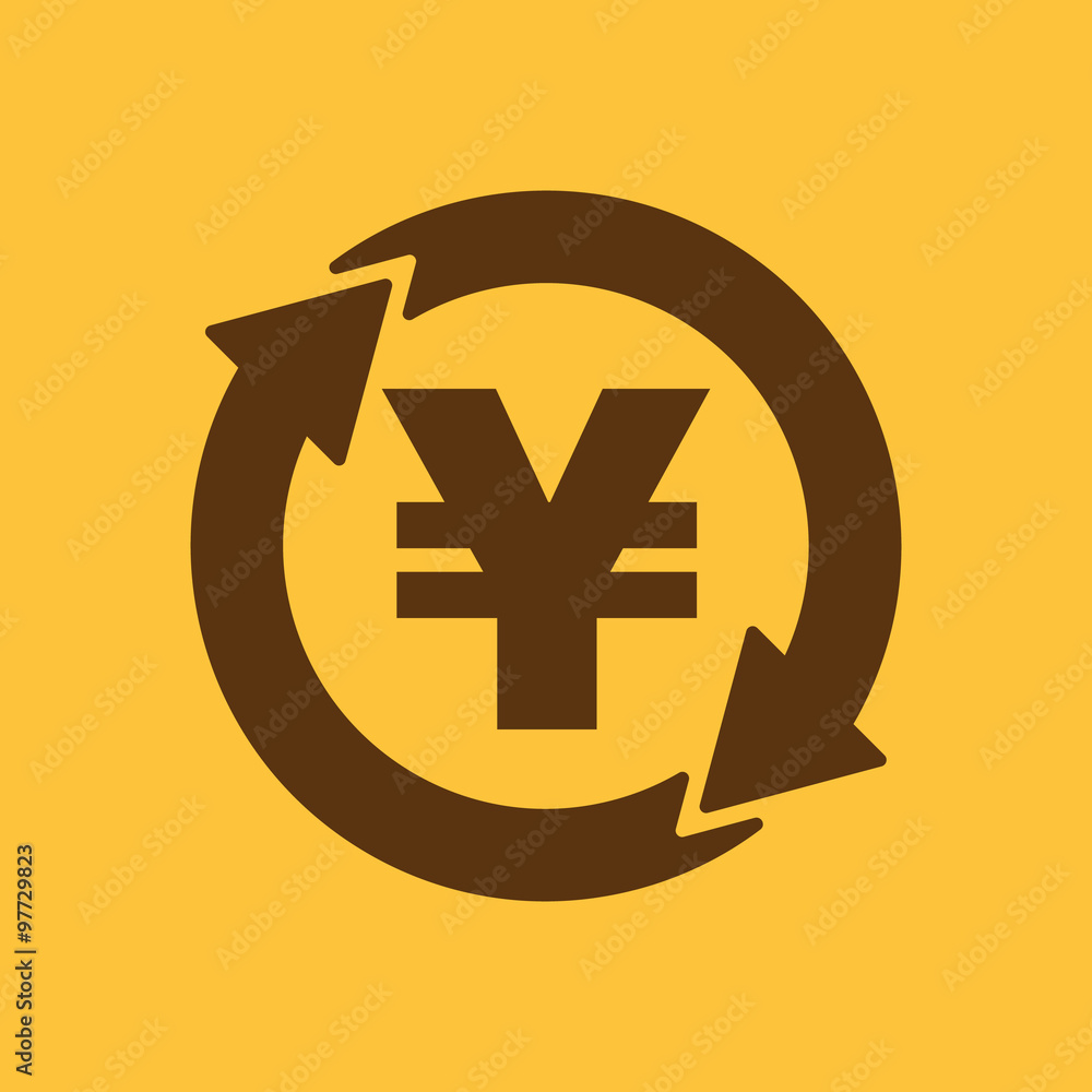 The currency exchange yen icon. Cash and money, wealth, payment symbol. Flat The currency exchange yen icon. Cash and money, wealth, payment symbol. Flat