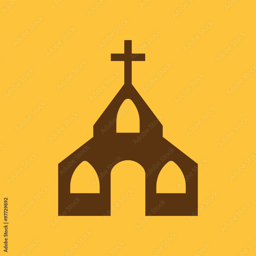 The church icon. Christian and god, catholic, faith symbol. Flat