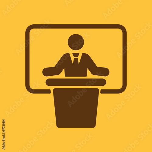 The speech icon. Speak and broadcaster, orator, presentation, conference symbol. Flat