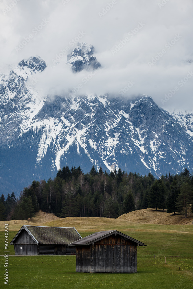 Bavarian Alps during cloudy day
