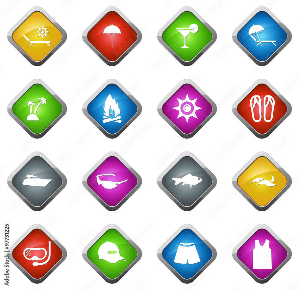 Beach icons set Beach icons set