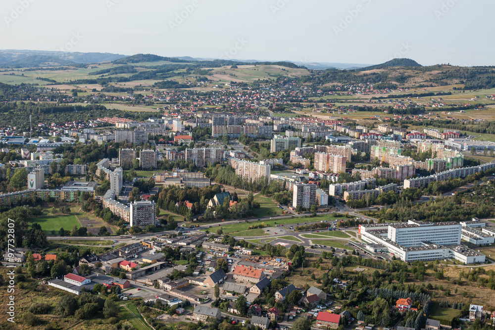 aerial view of the Jelenia Gora city