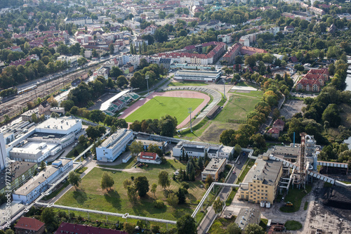 aerial view of the sport arena in Jelenia Gora city in Poland