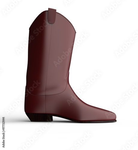 brown leather coboy boot isolated on white photo