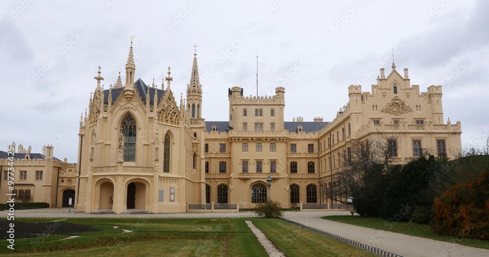 View of Lednice Castle in Czech Republic View of Lednice Castle in Czech Republic