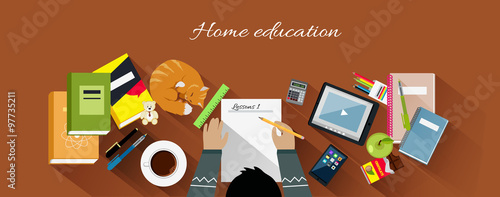 Home Education Flat Design Concept