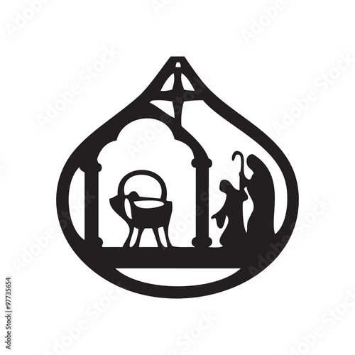 Adoration of the Magi silhouette icon vector illustration on bla