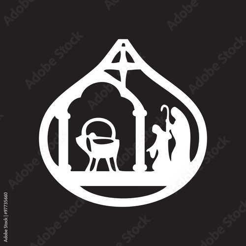 Adoration of the Magi silhouette icon vector illustration on bla