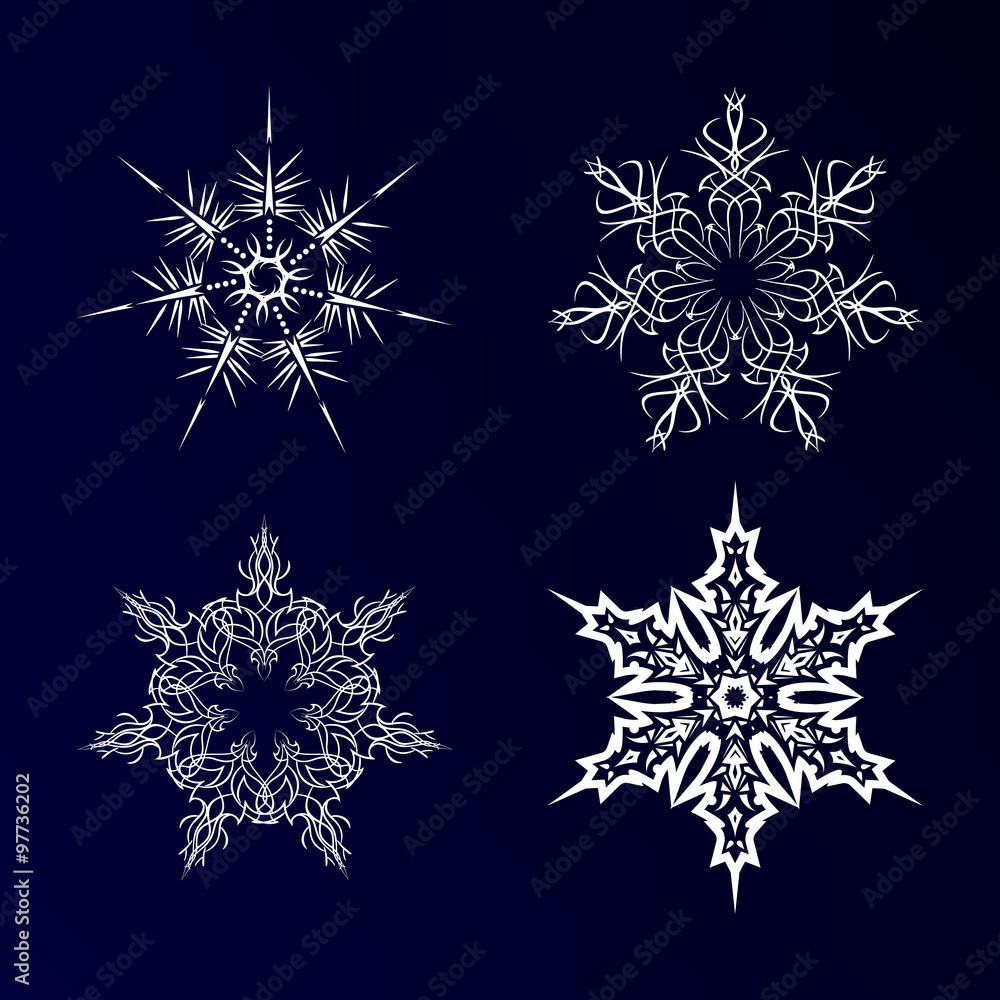 Set of snowflakes for the new year 2016. Set of linear round fi Set of snowflakes for the new year 2016. Set of linear round fi