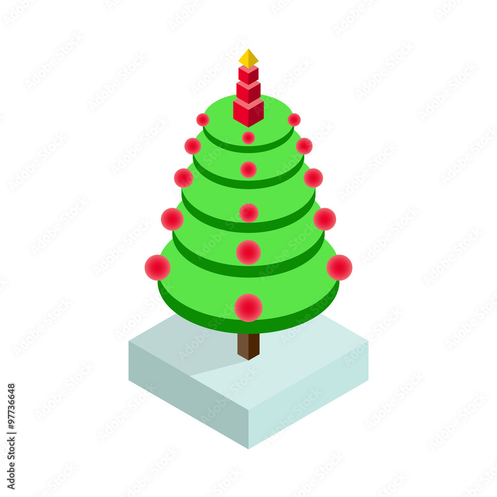 Isometric christmas tree icon Isometric christmas tree icon