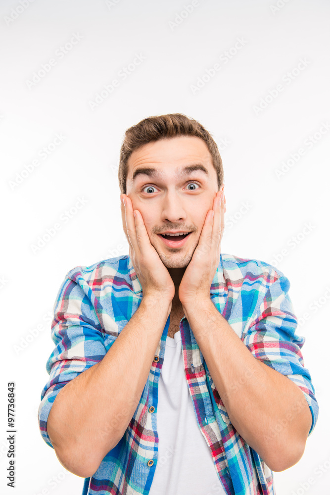 A portrait of a surprised young handsome man A portrait of a surprised young handsome man