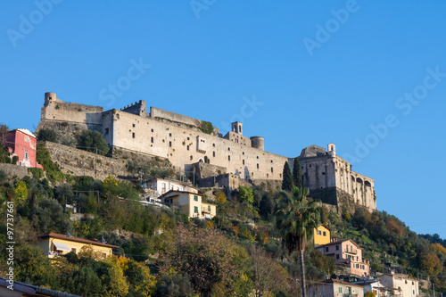 View of the Malaspina castle in the town of Massa in Tuscany, Italy