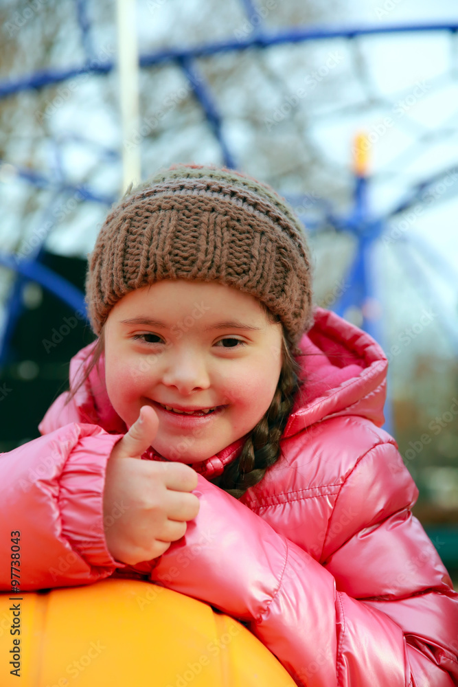 Portrait of beautiful girl on the playground Portrait of beautiful girl on the playground