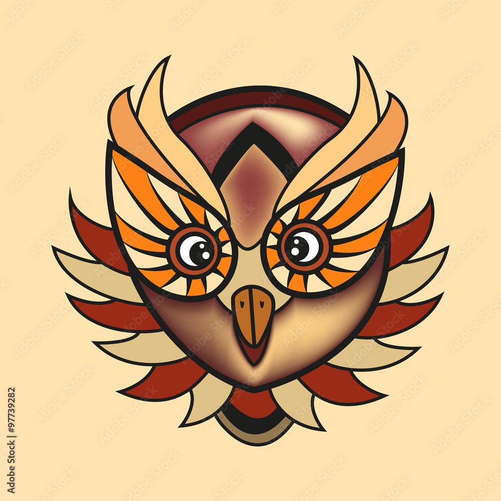 owl head cartoon vector, testa civetta vettoriale Stock Vector | Adobe ...