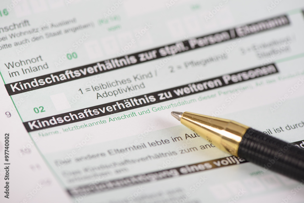 Steuererklärung für Finanzamt mit Formular Kindschaftsverhältnis Steuererklärung für Finanzamt mit Formular Kindschaftsverhältnis