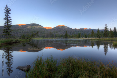 Sunrise on the Never Summer Range from the Beaver Ponds, Rocky Mountain National Park