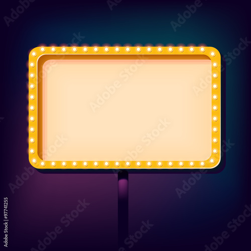 Night retro sign with lights