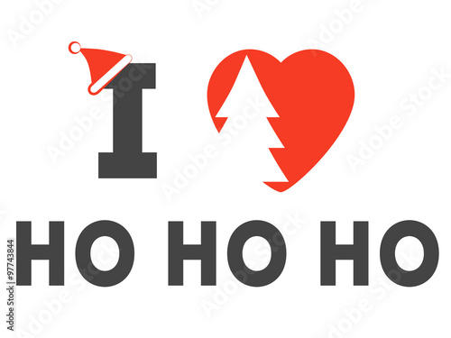 I love christmas with text, christmass tree for prints, labels, invitatios, projects, cards, banner