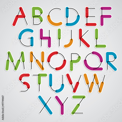 Funky vector colorful font, cartoon rounded letters