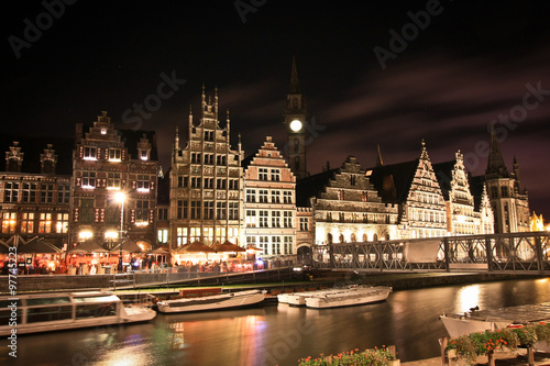 Night european city Gent