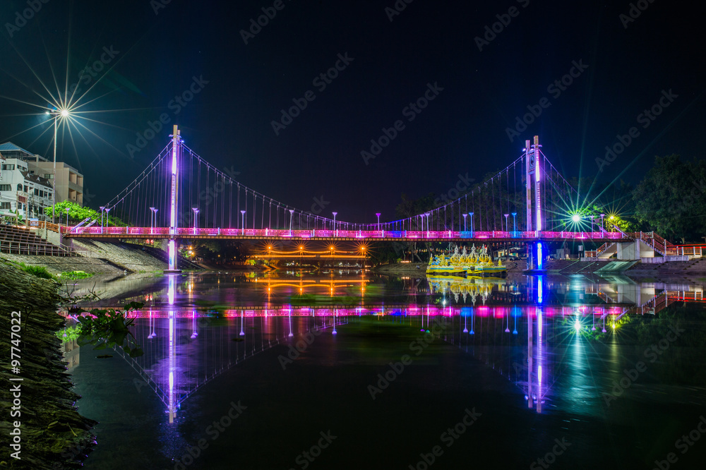 the bridge Night in Lampang,thailand.
