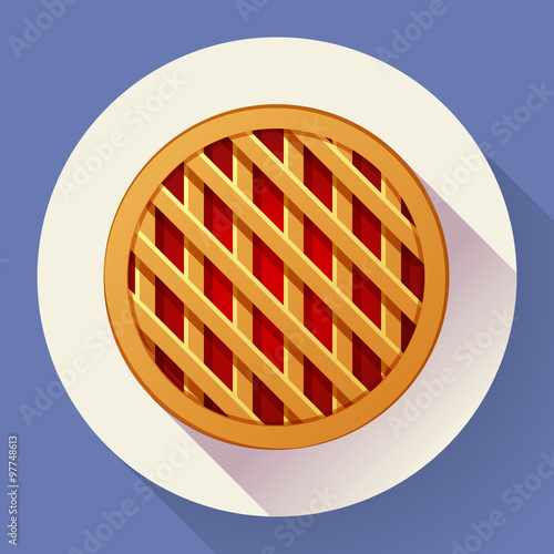 Sweet apple pie icon. Flat designed style