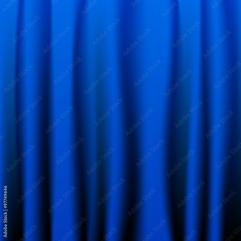 Image of bright blue curtain with pleats Image of bright blue curtain with pleats
