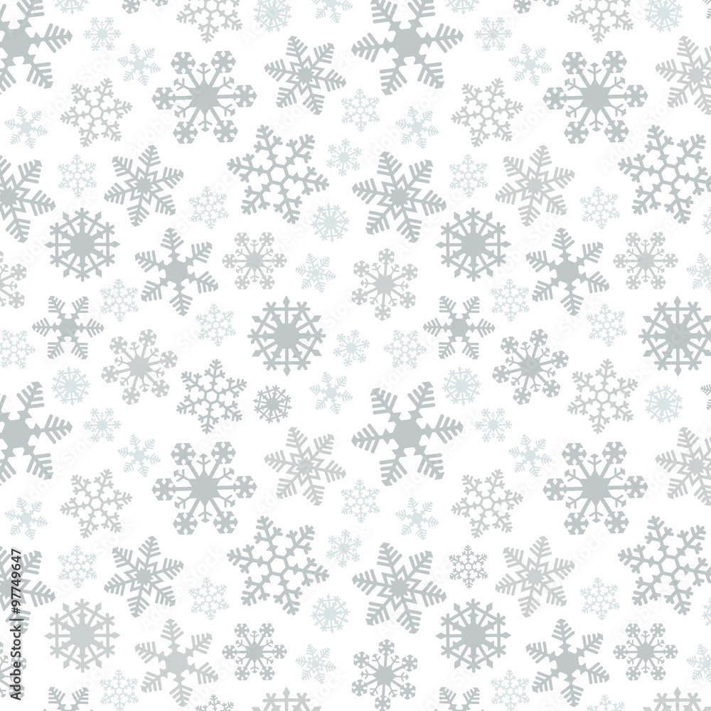 Snowflake Simple Vector Seamless Pattern 2 Silver