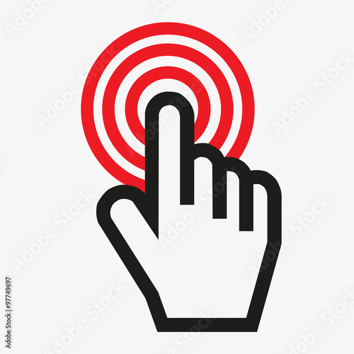 Computer hand cursor that makes choices and is aimed at a target
