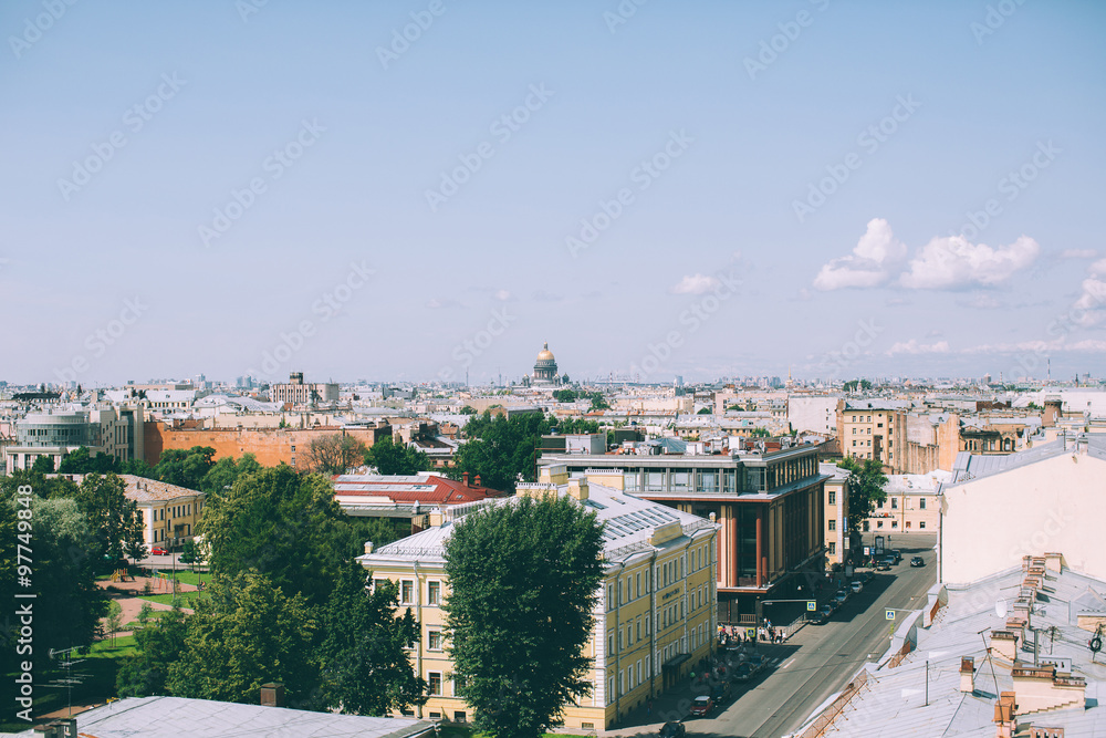 Birdseye view of the Central district of Saint Petersburg, Russia