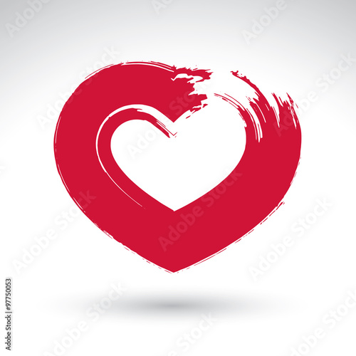 Hand drawn red love heart i...