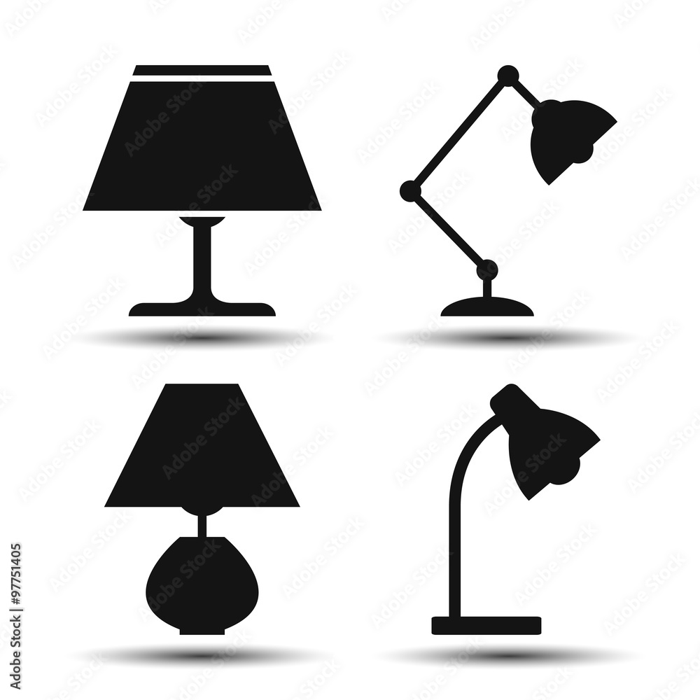 desk lamp. set of vector icons