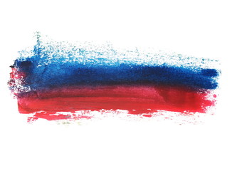 photo red blue grunge brush strokes oil paint isolated on white background