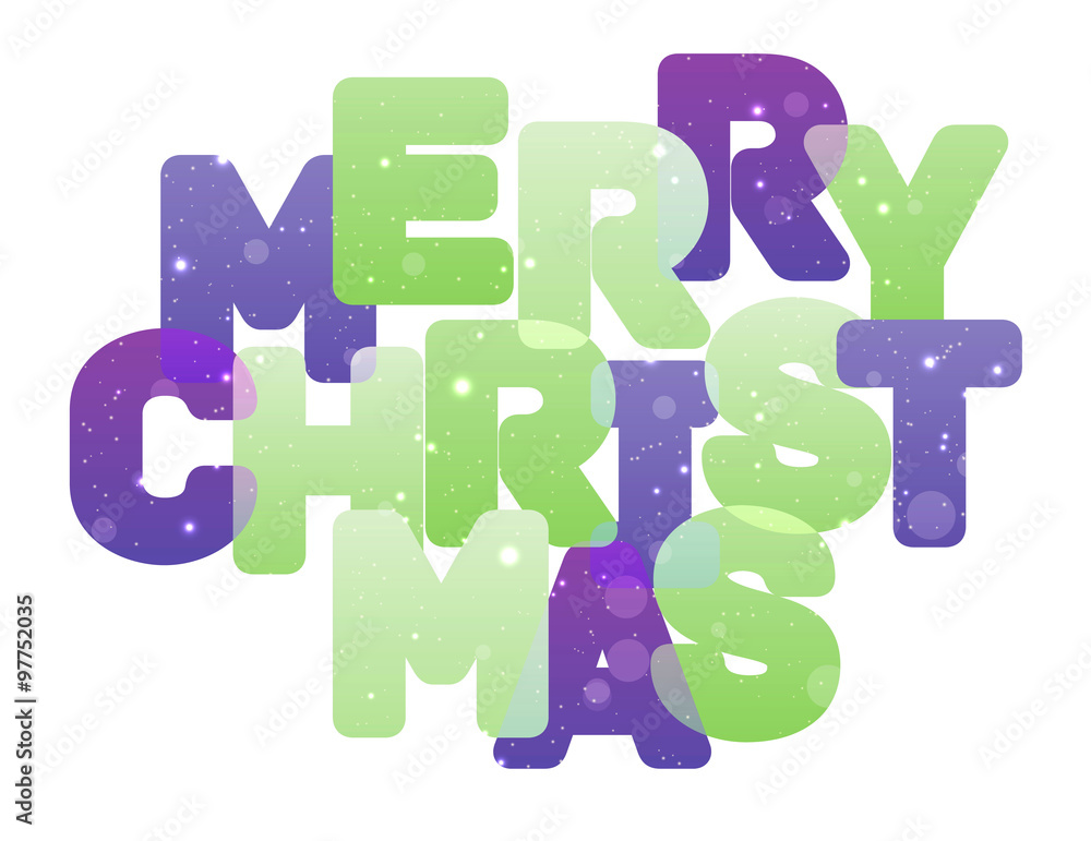 Fototapeta premium Merry Christmas multicolor lettering