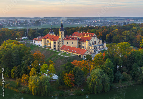 Niasvish castle, Belarus. Aerial photo
