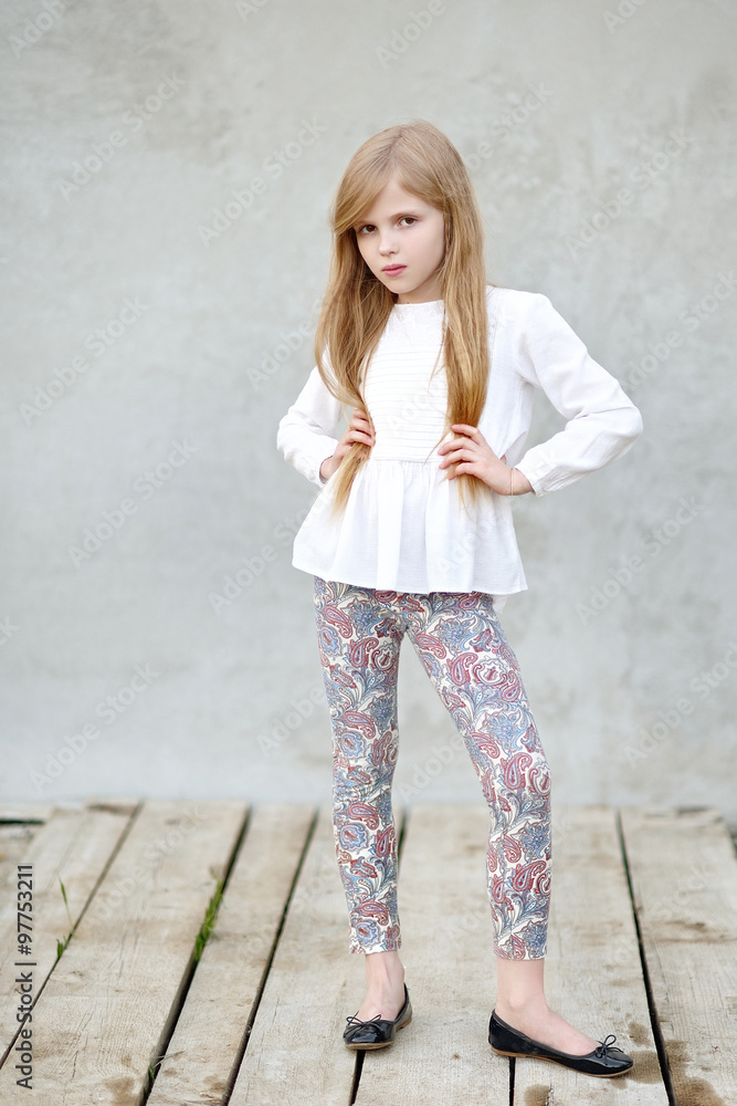 portrait of little girl outdoors in summer portrait of little girl outdoors in summer