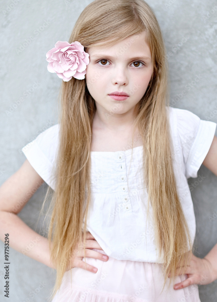 portrait of little girl outdoors in summer portrait of little girl outdoors in summer