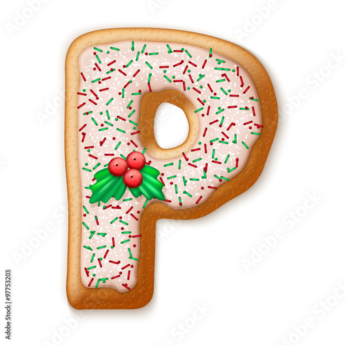 Christmas gingerbread cookies alphabet. Vector illustration.