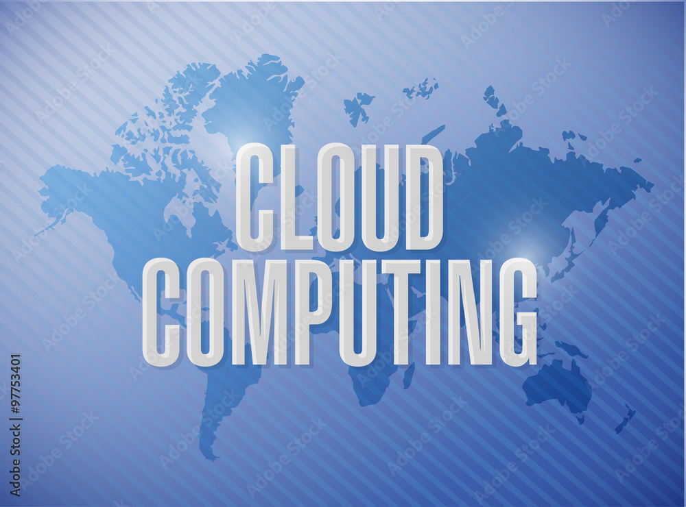 cloud computing world map sign