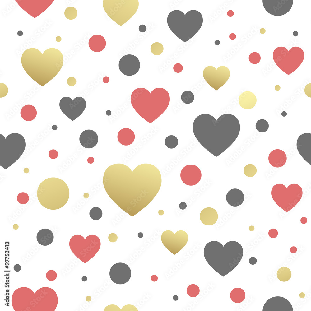 Vector seamless pattern with hearts. Vector illustration