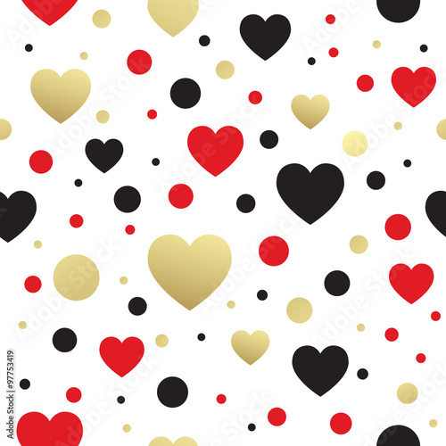 Vector seamless pattern with hearts. Vector illustration