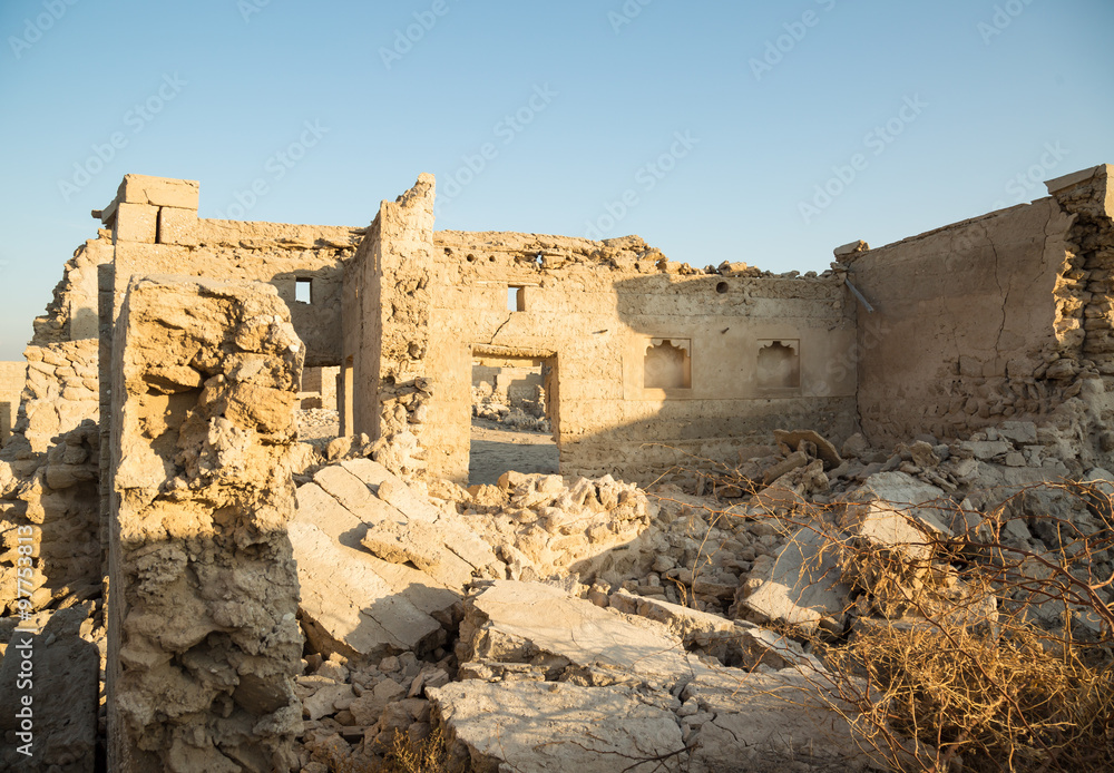 RAS AL-KHAIMAH, UAE -05 DECEMBER 2015: Al Jazirah Al Hamra is a town to the south of the city of Ras Al-Khaimah in the United Arab Emirates. It is known for its collection of abandoned houses.