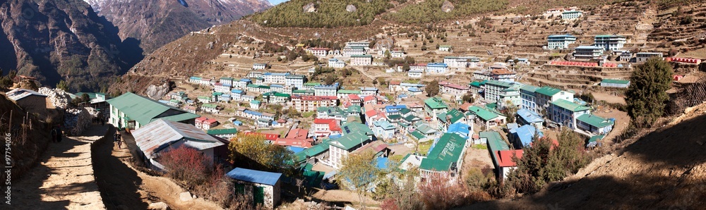 panoramatic view of Namche Bazar village